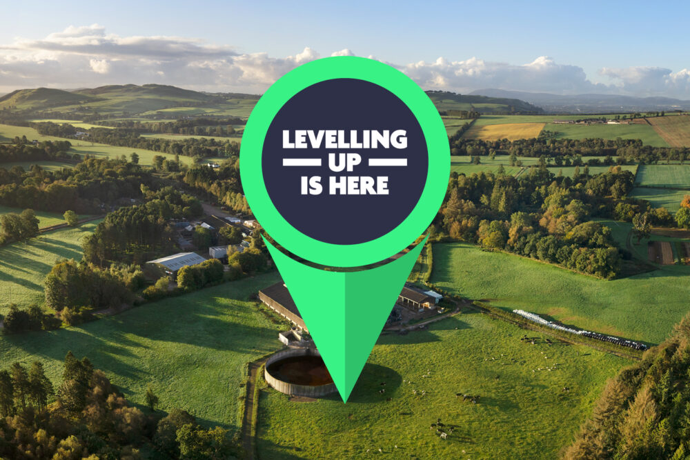 Levelling Up logo shown pinned to fields in Scotland